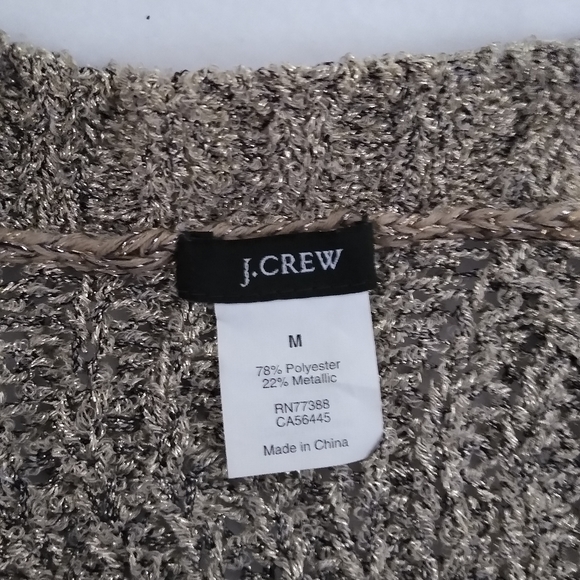 J Crew Gold Sparkle Cardigan Size M Christmas Party Casual EUC - Picture 5 of 6